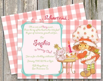 Digital Strawberry Shortcake Invitation, Strawberry Shortcake Vintage, Strawberry Shortcake birthday