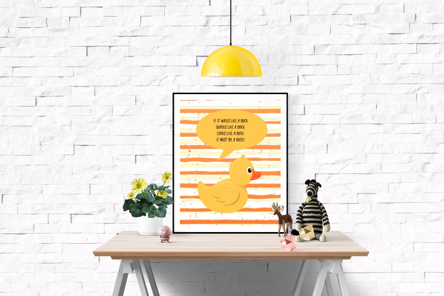 Rubber Duck Nursery Wall Art Yellow orange Nursery print