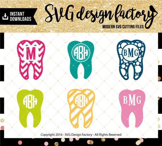 Download Dentist Tooth SVG Cut Files Monogram Frames by ...