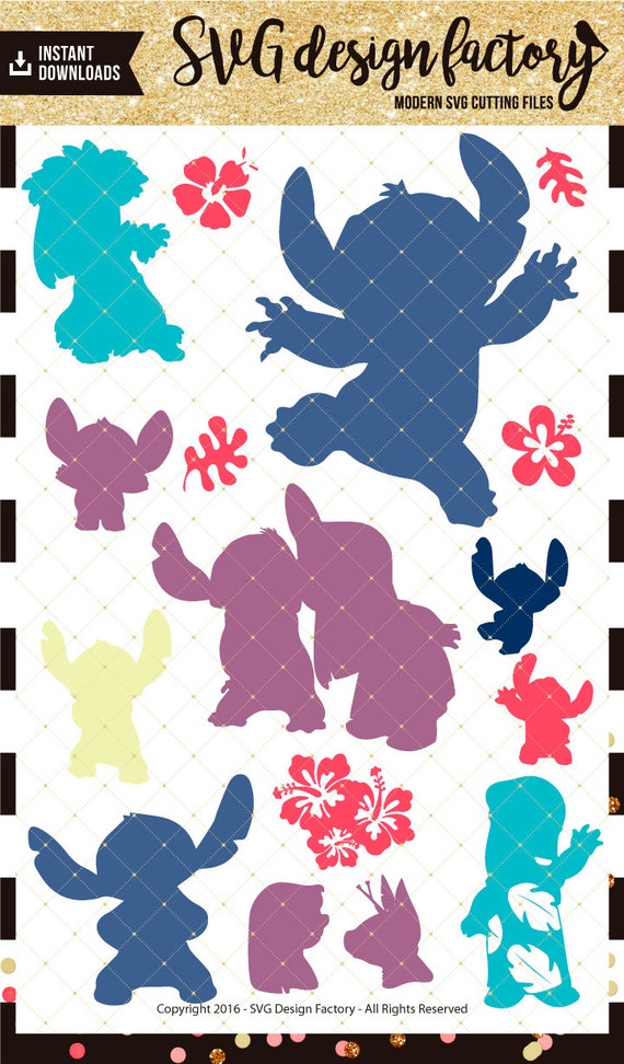 lilo and stich Silhouettes Design SVG DXF PNG by SvgDesignFactory