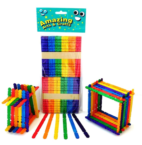 Building Lollipop Sticks, Assorted Colours 100 Pieces
