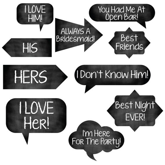Photo Booth Sign Props Word Bubbles Arrows &amp; Expressions