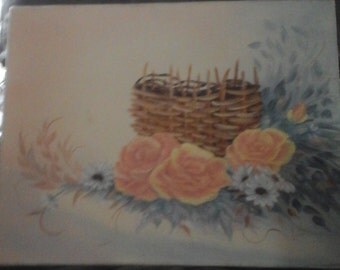 Signed Original oil painting woven basket