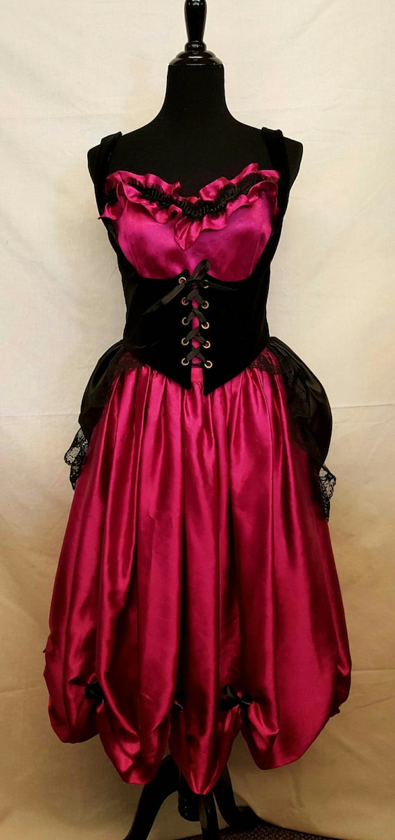 Steampunk pink satin bustle dress by VictorianFusion on Etsy