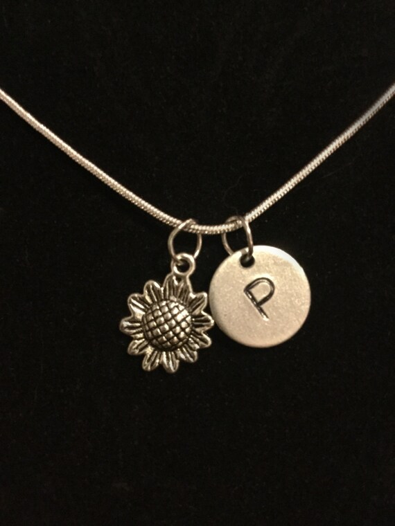 Items similar to Sunflower necklace, Silver sunflower charm, Sunflower