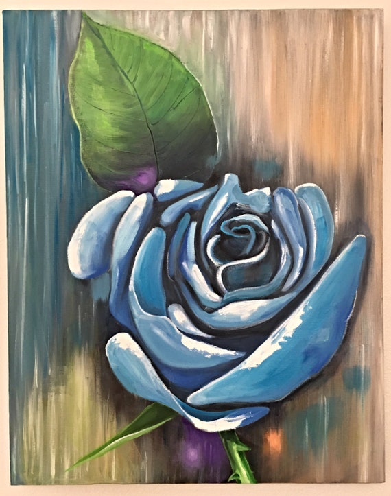 Midnight Rose blue rose flower painting