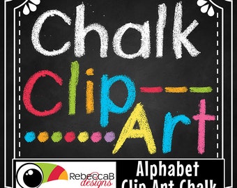 Alphabet Clip Art, Hand Drawn Chalk Letters, Digital Chalkboard Alphabet Clip Art, Printables