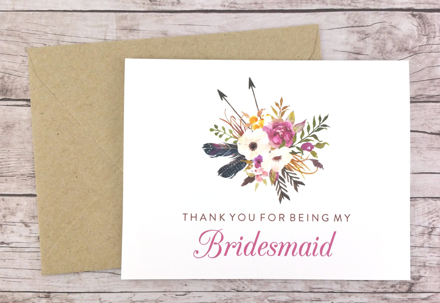 Thank You For Being My Bridesmaid Card Floral Bridesmaid