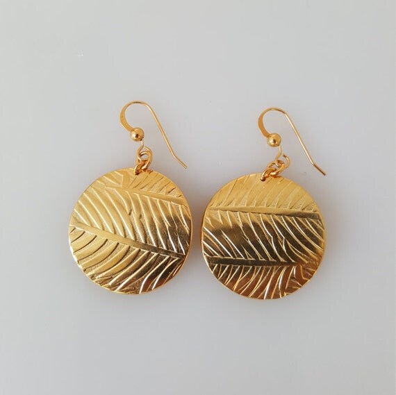 Gold Earrings Dangle Stamped Jewelry 14k Gold Earrings