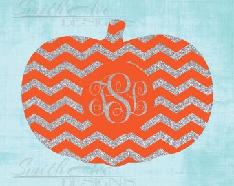 Chevron Monogram Pumpkin, SVG File, Quote Cut File, Silhouette or Cricut File, Vinyl Cut File