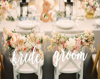 Wedding Decor.Bride and Groom Chair Signs.