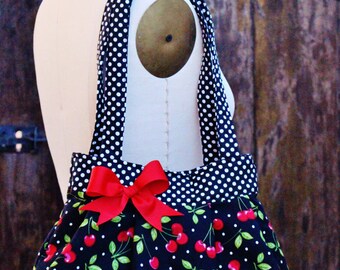Cherry Purse, Cherry Handbag, Cherry Polka Dot Purse, Rockabilly Purse