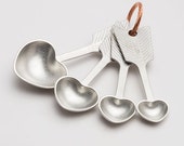 heart measuring spoons - hand cast pewter