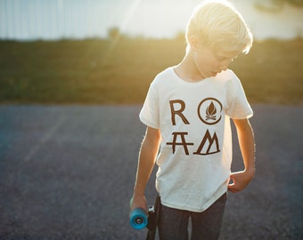 Organic Cotton Boys Clothing, ROAM Camping Shirt for Kids, Birthday Gift Idea for Toddler, Unisex Kids Shirt, Youth Tshirt, New Mom Gift