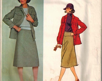 1970's Vogue 1306 Vogue Paris Original Pierre Balmain Skirt and Jacket Retro Mod Dress Sewing Pattern Vintage Size 12