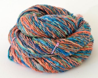 Handspun Yarn - Hand Spun Silk Yarn - Art Yarn - .9oz, 124yd, 16WPI