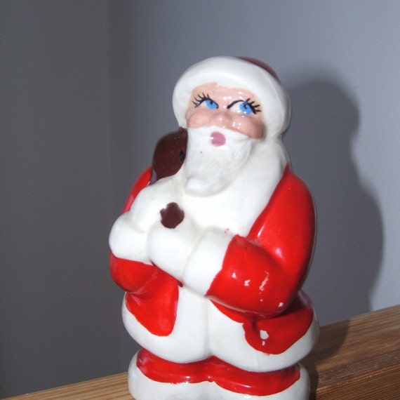 blue ceramic santa