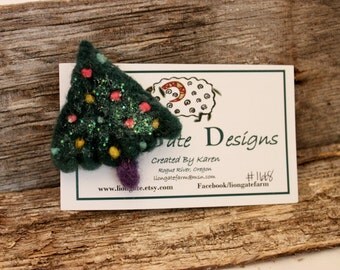Needle Felted Christmas Tree Pin, Felted Christmas Tree Brooch, Felted Jewelry # 1668