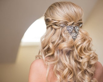 Bridal headpiece, Bridal hair vine, Bridal hair comb, Rhinestone headpiece, Vintage style hair comb, Wedding hair accessory, Statement hair