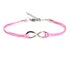 Infinity Charm Bracelet , Pink Waxed Cord , Charm Bracelet , Silver Charms
