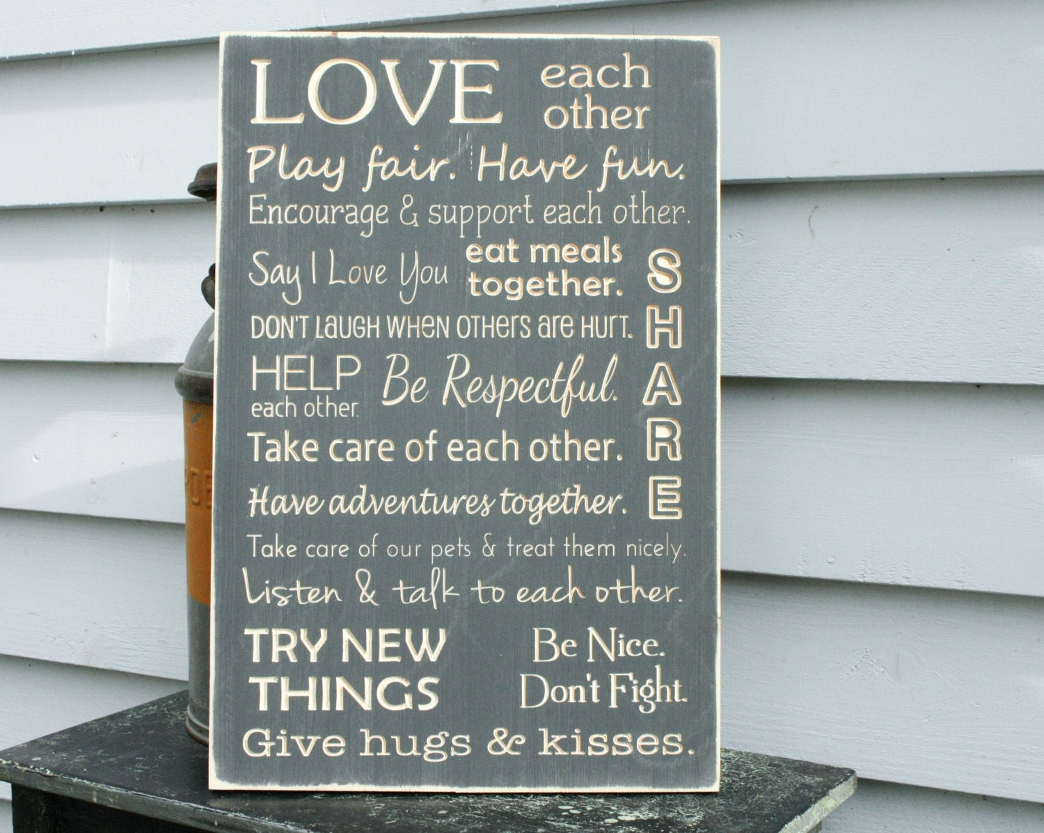 Create Your Own Custom House Rules Family Rules Carved Wood