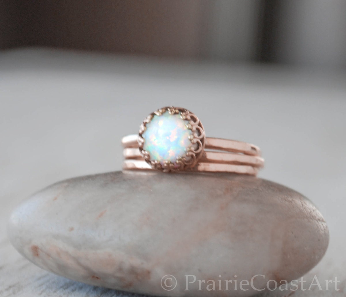 Rose Gold Opal Ring Set in 14k Rose Gold-Filled Opal Ring