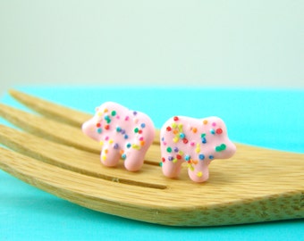 Food Jewelry // Frosted Animal Cookie Earrings // MADE TO ORDER // Post Earrings