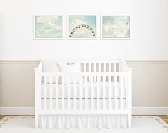 nursery wall art set, toddler room decor, set of 3 prints, ferri wheel print, nursery photography, carnival nursery art, nursery pictures