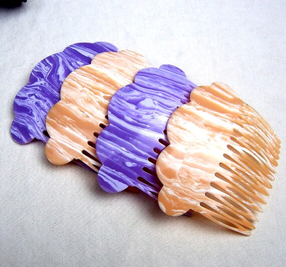 Vintage hair combs 4 celluloid hair accessories mid century