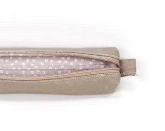 Pencil Case, Pencilcase, Canvas, Minimalist, Retro, Zipper Pouch, Small Cosmetic Pouch