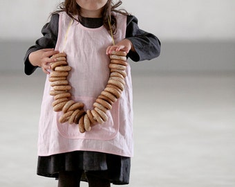 Kids apron Girls clothes Linen apron dress Pinafore apron Kids retro apron cross back Natural linen