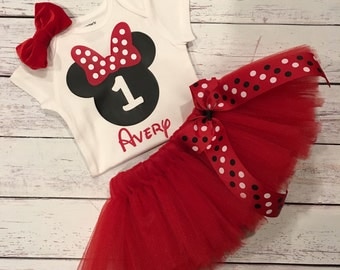 Red Minnie Mouse Tutu, Red Minnie Mouse Birthday Outfit, Minnie Outfit, Minnie Mouse Tutu, 1st Birthday Outfit
