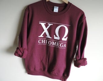 New Chi Omega Maroon Stripe Crewneck Sweatshirt // Size S-XL // You Pick Color