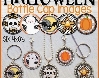 HALLOWEEN Bottle Cap Images, SPOOKY CUTE, 1 Inch Round Images - Printable Instant Download