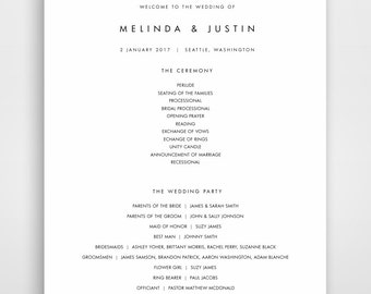 Wedding Programs, Instant Download, Download, Wedding Template, Program Wedding, Editable, Programs, Editable Template, Modern, Minimalist