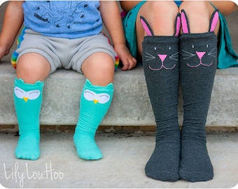 Cozy Critter Socks PDF Sewing Pattern: Kids socks sewing pattern, knee high socks sewing pattern