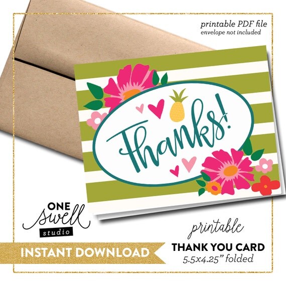 Pineapple Thank You Card Pineapple Card Note Card Printable