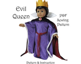 Snow White Evil Queen American Girl Doll Clothes Pattern 18 inch Doll pattern PDF