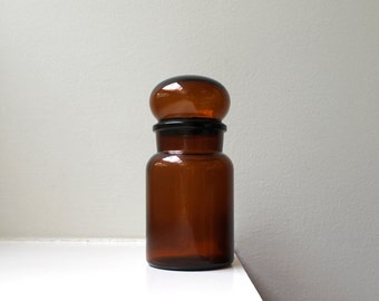 Vintage Mod Glass Apothecary Jar Bubble Top Mid Century 1970's BELGIUM