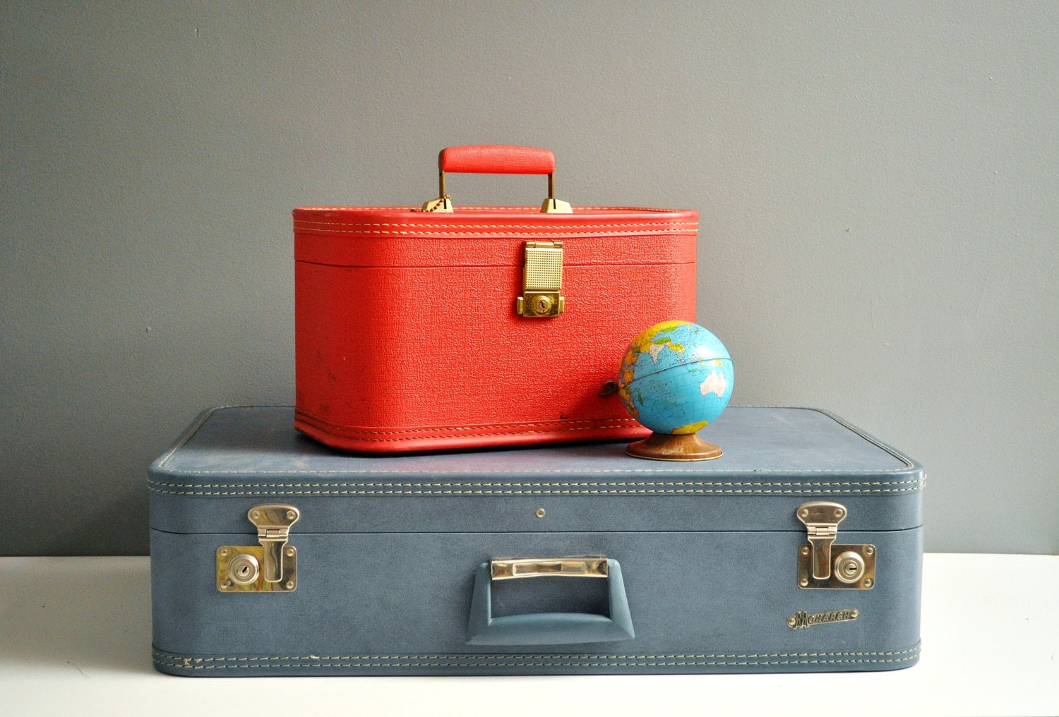 Vintage Monarch Suitcase Mid Century Luggage