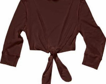 Bolero / Yoga WRAP TOP / 3/4 Sleeve Top / 29.00 / FREE us Ship / Shrug / White Top / Brown Top / Short Bolero / Fit Top / Crop Top / Tie Up