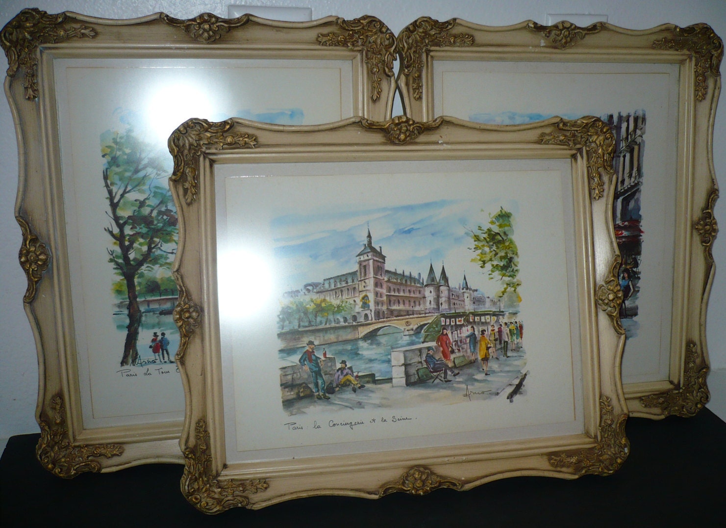 Signed ARNO PARIS Street Scene WATERCOLOR Prints.