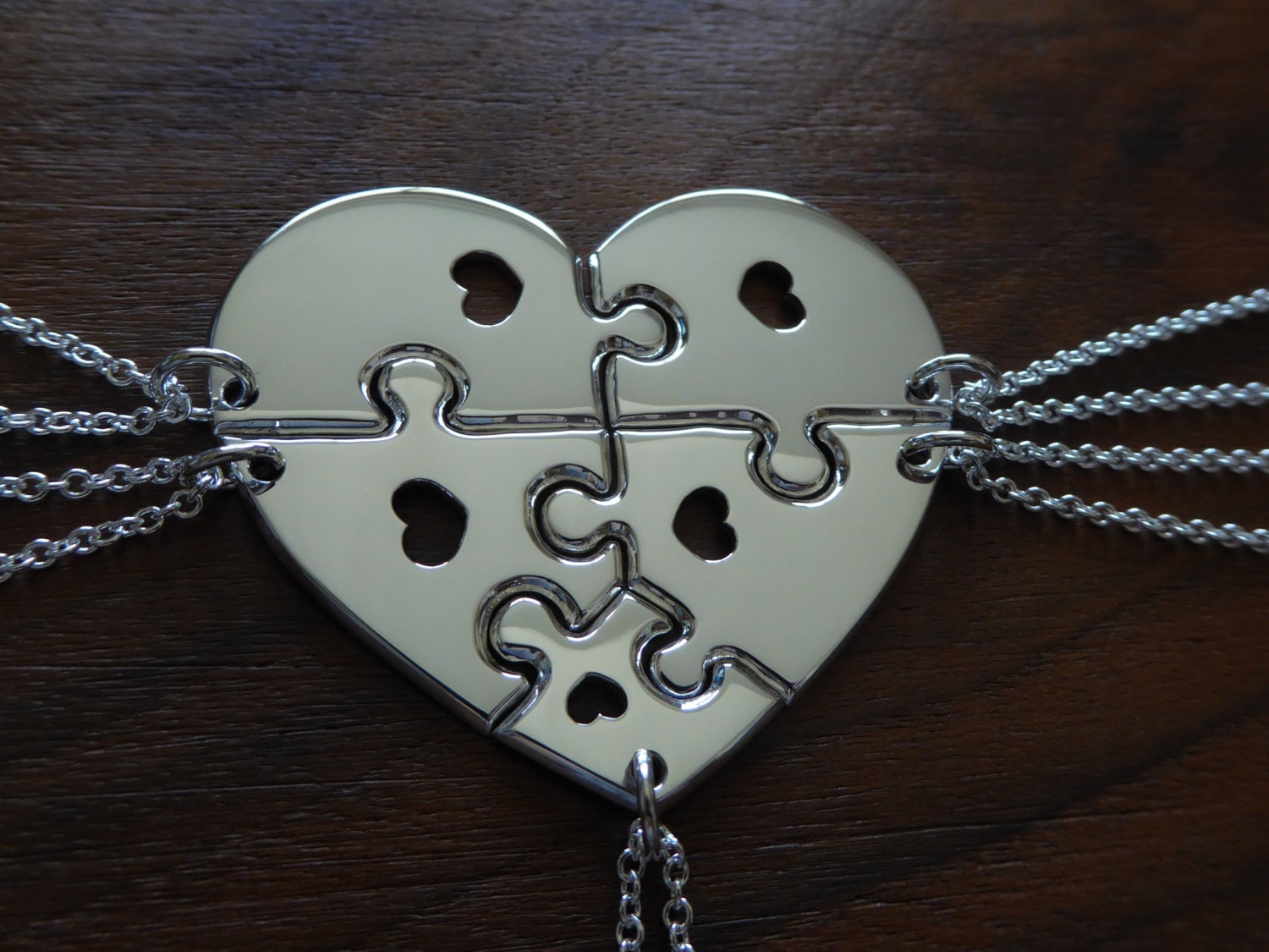 Heart shaped jigsaw puzzles with hearts pendants necklaces