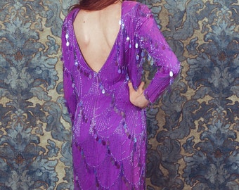 Vintage Sequin Dress /Party dress/size small/