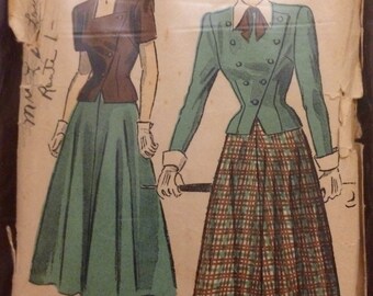 Advance 4899 Dress Skirt Jacket 1940s Size 16 Bust 34