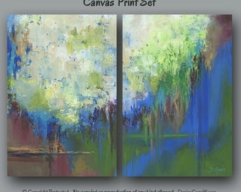 Large wall art, Abstract canvas print set 2 piece multi panel, Office decor, Master bedroom, Brown green blue home decor, Living room Dining