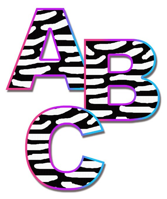 RAINBOW ZEBRA LETTER Decal Wall Art Teen Girl Animal Print