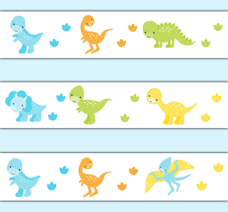 DINOSAUR WALLPAPER BORDER Decal Wall Art Baby Dino Nursery