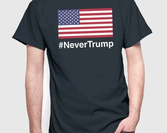 Never Trump T-shirt | Election Shirt | President Vote USA America Clothing for Men Women and Kids | Patriotic Tshirt | Red White Blue Flag