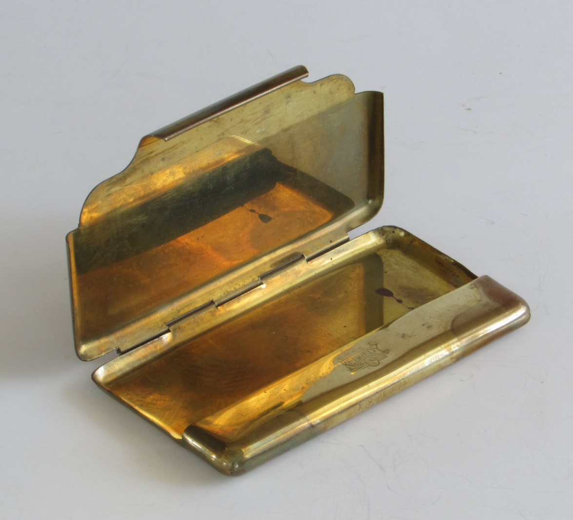 Brass Business Card Holder Vintage Accessory